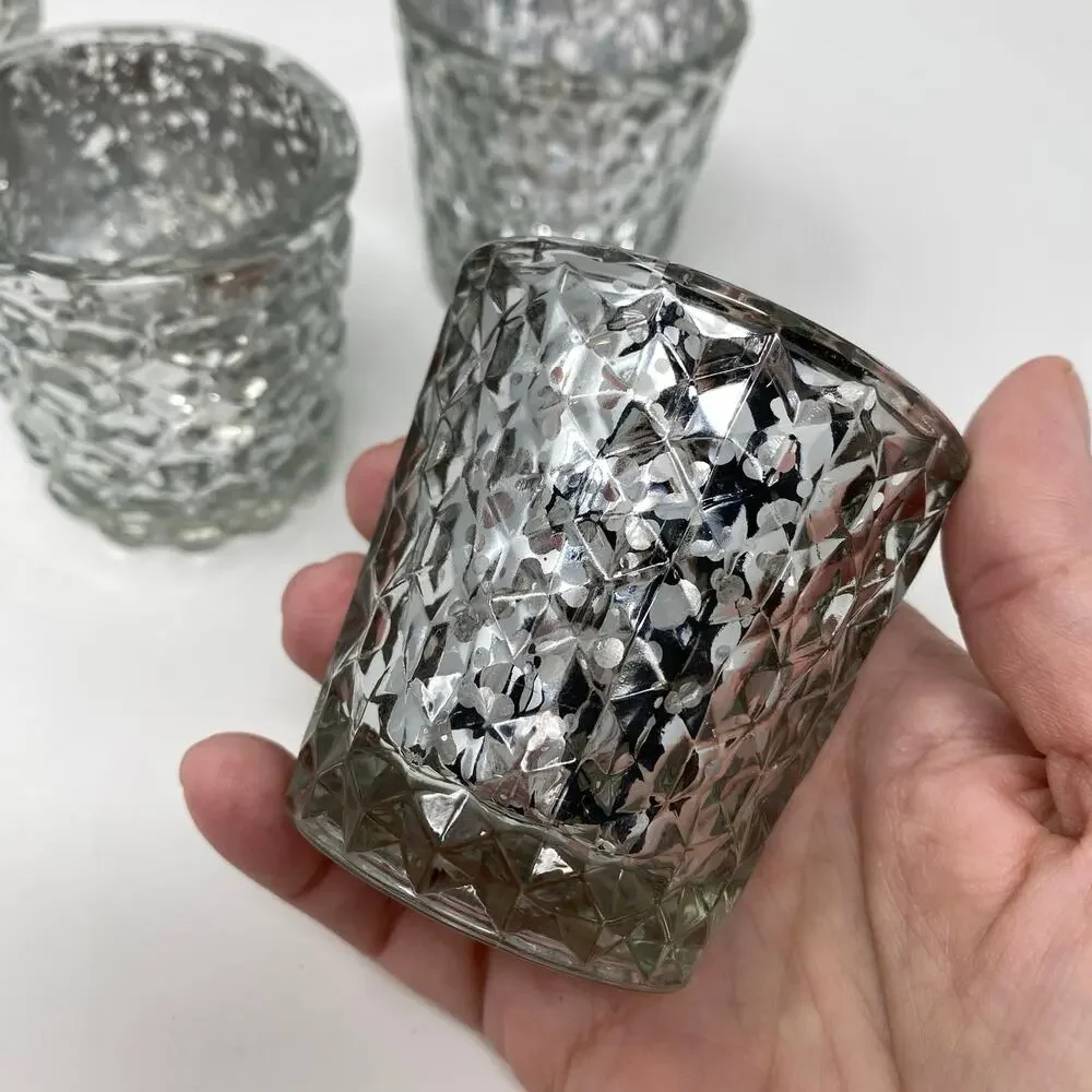 Mercury glass tea light holders Set of 4 candle holders